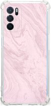 Smartphone hoesje OPPO A54s | A16 | A16s Telefoonhoesje met tekst met transparante rand Marble Pink