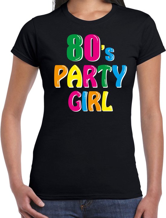 Eighties / 80s party girl verkleed feest t-shirt zwart dames - Jaren 80  disco/feest... | bol.com
