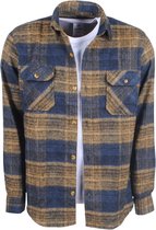 Heren Overhemd - Overshirt - Oversized - Flanel - Geblokt - Geel Navy