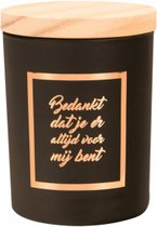 Geurkaars - Black/Rose - Bedankt dat je er altijd voor me bent - Giftbox wit/goud - In cadeauverpakking