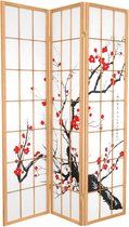 Fine Asianliving Japanse Kamerscherm B135xH180cm 3 Panelen Shoji Rijstpapier Naturel - Sakura