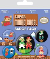 Super Mario Badge Set (Pack of 5) (Multicoloured)