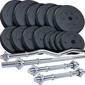 Bol.com ScSPORTS® Halterset 80 kg - Halterstangen incl. Halterschijven - Kunststof - 30 mm - Gewichten aanbieding