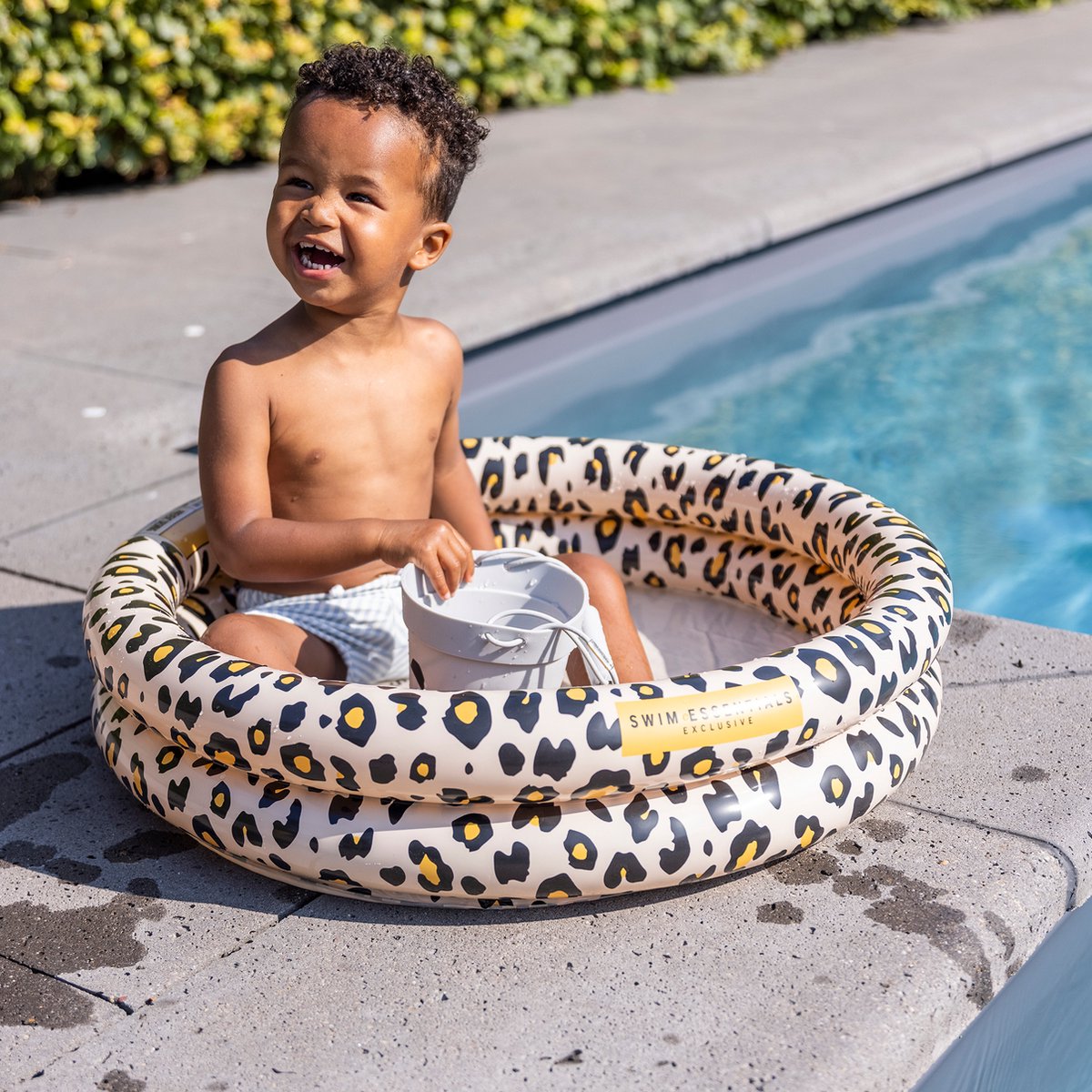 Swim Essentials Babyzwembadje Opblaasbaar - Zwembad Baby - Beige Panterprint - Ø 60 cm