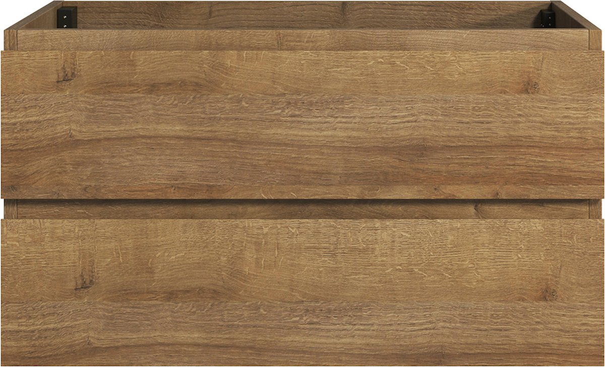 Badplaats Wastafel Onderkast Angela 80 cm x 48 cm - Eiken - Hangend Wastafelmeubel Met Lades