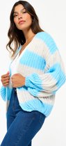 LOLALIZA Gebreide open cardigan met strepen - Light Blauw - Maat L/XL