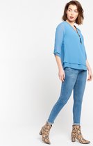 LOLALIZA Blouse met driekwartsmouw en rits - Blauw - Maat 36