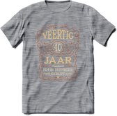 40 Jaar Legendarisch Gerijpt T-Shirt | Roest - Ivoor | Grappig Verjaardag Cadeau | Dames - Heren | - Donker Grijs - Gemaleerd - 3XL
