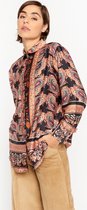 LOLALIZA Satijnen oversized shirt met print - Roest - Maat 46