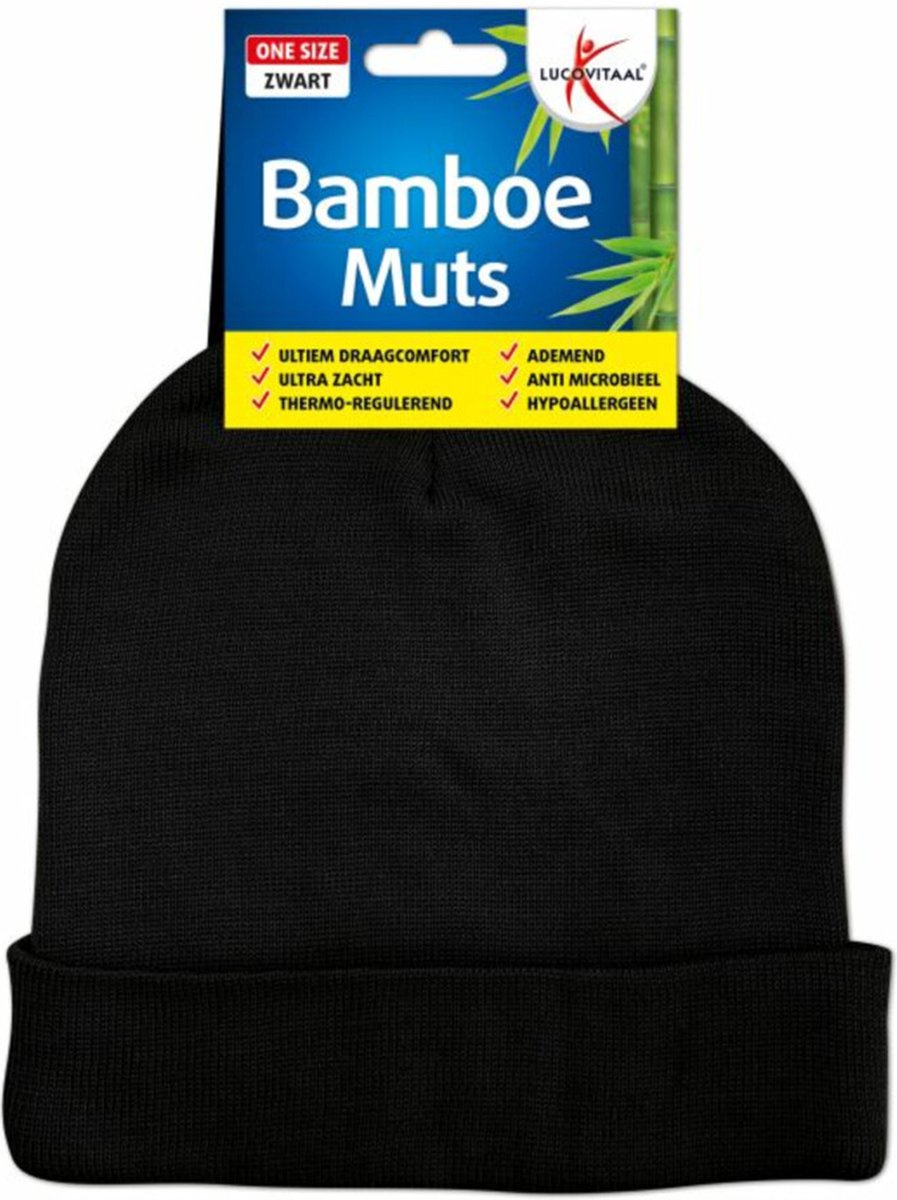 Goedkoopste Lucovitaal Muts Bamboe Zwart