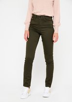 LOLALIZA Slim broek met hoge taille - Khaki - Maat 42