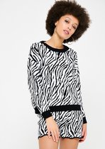 LOLALIZA Trui met zebraprint - Zwart - Maat S