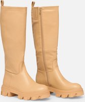 LOLALIZA Hoge laarzen met grove profielzool - Camel - Maat C39