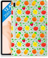 Print Case Geschikt voor Samsung Galaxy Tab S7FE Hoesje Ontwerpen Fruits met doorzichte zijkanten