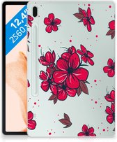 Tablet Hoes Samsung Galaxy Tab S7FE Back Case Blossom Red met transparant zijkanten