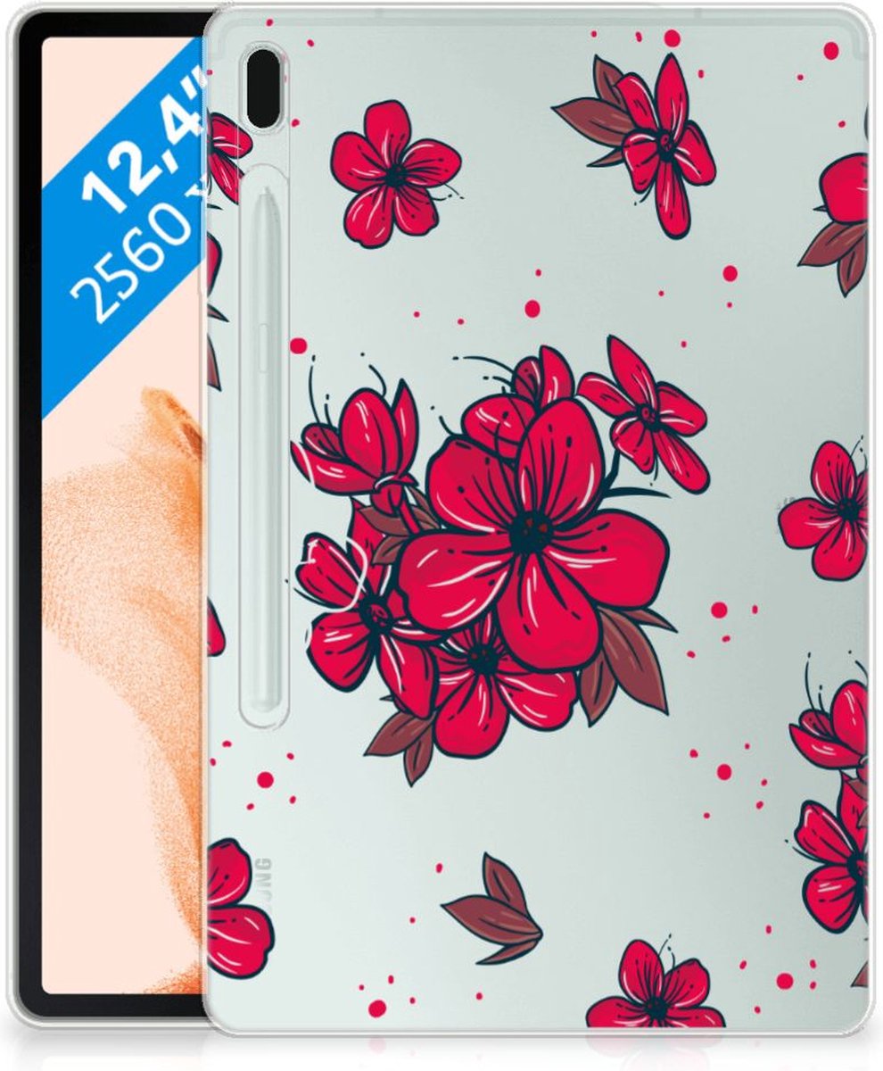 Samsung Galaxy Tab S7FE Siliconen Hoesje Blossom Red