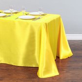 Luxe Tafellaken Katoen - 300x145 cm - Geel - Satijn Tafelkleed - Eetkamer Decoratie - Tafelen