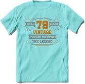 79 Jaar Legend T-Shirt | Goud - Zilver | Grappig Verjaardag Cadeau | Dames - Heren | - Licht Blauw - L