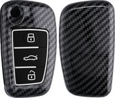 kwmobile hoes voor autosleutel compatibel met Audi 3-knops autosleutel - Autosleutelbehuizing in zwart - Carbon design