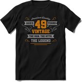 49 Jaar Legend T-Shirt | Goud - Zilver | Grappig Verjaardag Cadeau | Dames - Heren | - Zwart - S