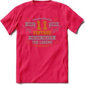 11 Jaar Legend T-Shirt | Goud - Zilver | Grappig Verjaardag Cadeau | Dames - Heren | - Roze - L