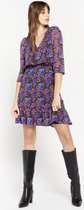 LOLALIZA Bloemenjurk met halflange mouwen - Blauw - Maat 46