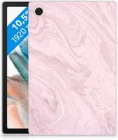 Cover Case Geschikt voor Samsung Galaxy Tab A8 2021 Tablet Hoes Marble Pink met doorzichte zijkanten