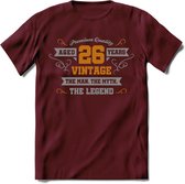 26 Jaar Legend T-Shirt | Goud - Zilver | Grappig Verjaardag Cadeau | Dames - Heren | - Burgundy - M