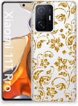 Telefoonhoesje Xiaomi 11T | 11T Pro Back Cover Siliconen Hoesje Gouden Bloemen
