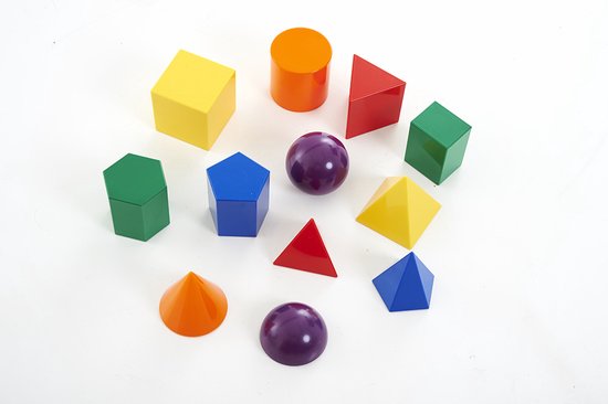 Thumbnail van een extra afbeelding van het spel Gekleurde Houten Geometrische Vormen - Set van 12