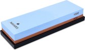 Navaris dubbelzijdige slijpsteen voor messen - 400 en 1000 grit wetsteen en polijstgereedschap - Met non-slip siliconen houder