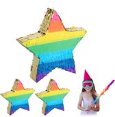 Relaxdays 3 x pinata ster - regenboog - verjaardag - decoratie - piñata - zelf vullen
