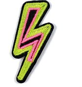 Bliksem Schicht Strijk Patch Neon Groen Roze 4,8 x 2 cm