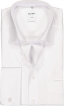 OLYMP Luxor comfort fit overhemd - dubbele manchet - wit - Strijkvrij - Boordmaat: 48