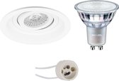 LED Spot Set - Primux Domy Pro - GU10 Fitting - Inbouw Rond - Mat Wit - Verdiept - Kantelbaar - Ø105mm - Philips - MASTER 927 36D VLE - 4.9W - Warm Wit 2200K-2700K - DimTone Dimbaar