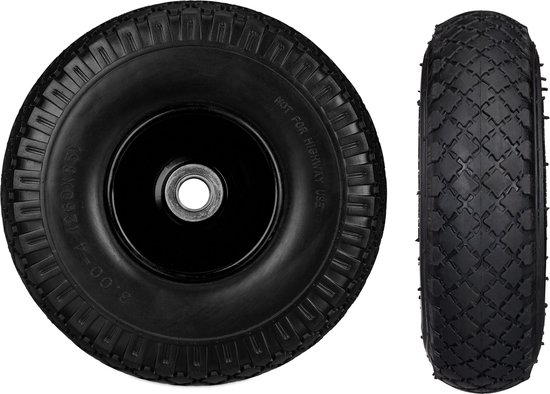 relaxdays jeu de roues de diable de 2 pièces - pneu en caoutchouc - charrette à main - 100 kg - jante en acier Schwarz-Schwarz