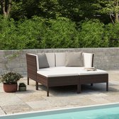 Decoways - 4-delige Loungeset met kussens poly rattan bruin