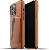 Étui portefeuille en cuir pour iPhone 13 Pro Max Mujjo - Étui de téléphone en cuir - Marron - Cuir de Premium supérieure - Porte-cartes pour 3 cartes - Étui de téléphone - Étui portefeuille - Slimfit - 1.8mm d'épaisseur