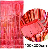 Glittergordijn - Metallic Rood - 100x200 CM - Folie Gordijn