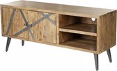 Houten TV-meubel met gedessineerde deuren, 130x40xH60CM - LUND