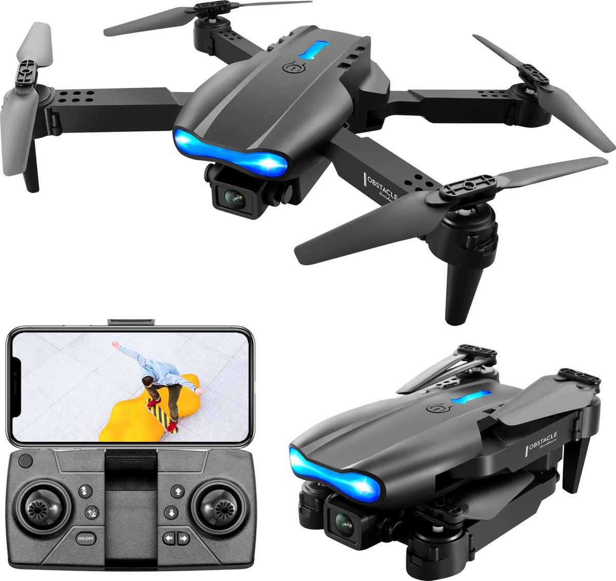 Chéroy 4K Drone E99 K3 Pro - Zwart - 4K Dual Camera - Smart Obstacle Avoidance - Remote Control - Voor Binnen en Buiten - iOS & Android