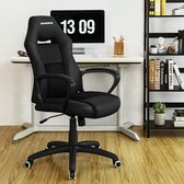 Gaming Chair, bureaustoel met wipfunctie, Racing Chair, ergonomische, goed voor de lendenwervelkolom, kunstleer, zwart