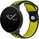 Siliconen Smartwatch bandje - Geschikt voor  Polar Ignite 2 sport band - zwart/geel - Strap-it Horlogeband / Polsband / Armband