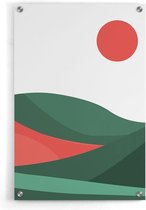 Walljar - Green Waves II - Muurdecoratie - Plexiglas schilderij