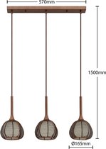 Lucande - hanglamp - 3 lichts - ijzer, glas, aluminium - E14 - bruin, wit