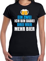 Apres ski t-shirt Ein Zwei Drei Bier zwart  dames - Wintersport shirt - Foute apres ski outfit/ kleding/ verkleedkleding S