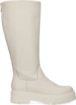 Manfield - Dames - Off white leren hoge boots - Maat 37