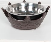 Voerbak Hond Kat Ø 24*11 cm / 1000 ml Bruin Ijzer Rond Kroon Voerbak Kat Voederbak Eetbak
