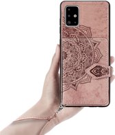 Backcover Fashion Mini Wallet Hoesje Samsung Galaxy A71 Roze -Telefoonhoesje - Smartphonehoesje - Zonder Screen Protector