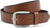Heren jeans riem cognac 4 cm breed - Cognac - Casual - Echt Leer - Taille: 110cm - Totale lengte riem: 125cm